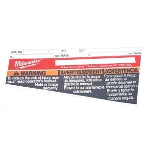Milwaukee 12-20-2603 SERVICE NAMEPLATE