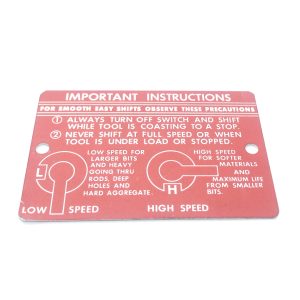 Milwaukee 12-98-2100 INSTRUCTION PLATE