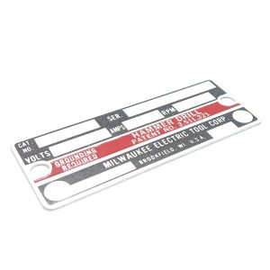 Milwaukee 12-99-0029 BLANK NAMEPLATE