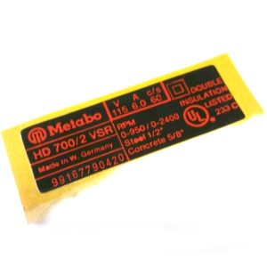 Metabo 338022050 RATING PLATE